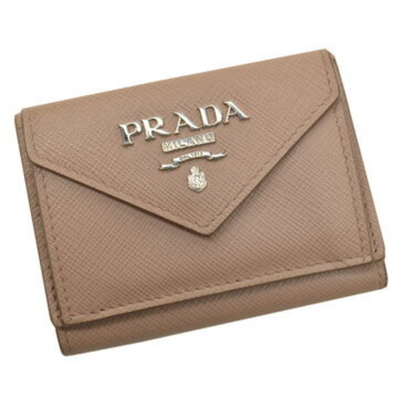 Prada Wallet beige red leather Tri - Picture 1 of 3